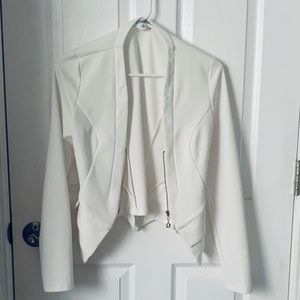White blazer with gold zipper
